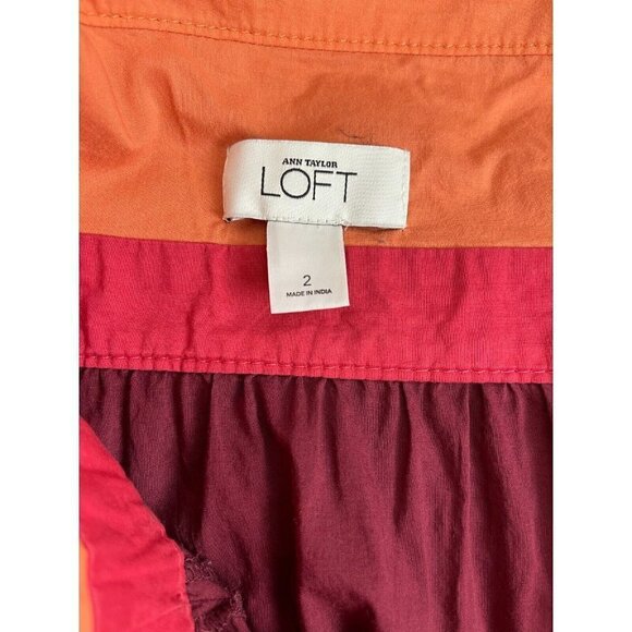 Ann Taylor Loft 2 Autumn Colorblock Side Zip Cotton Strappy Sleeveless Top - Picture 5 of 5